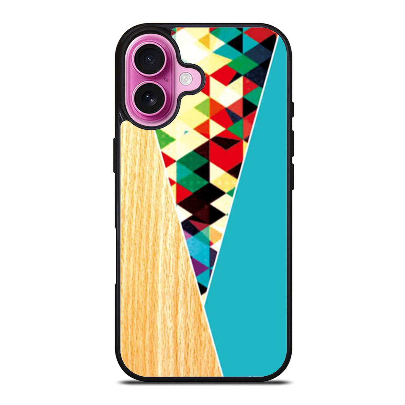 Colorful Polygonal Shape Wood Blue Mint iPhone Case Cover