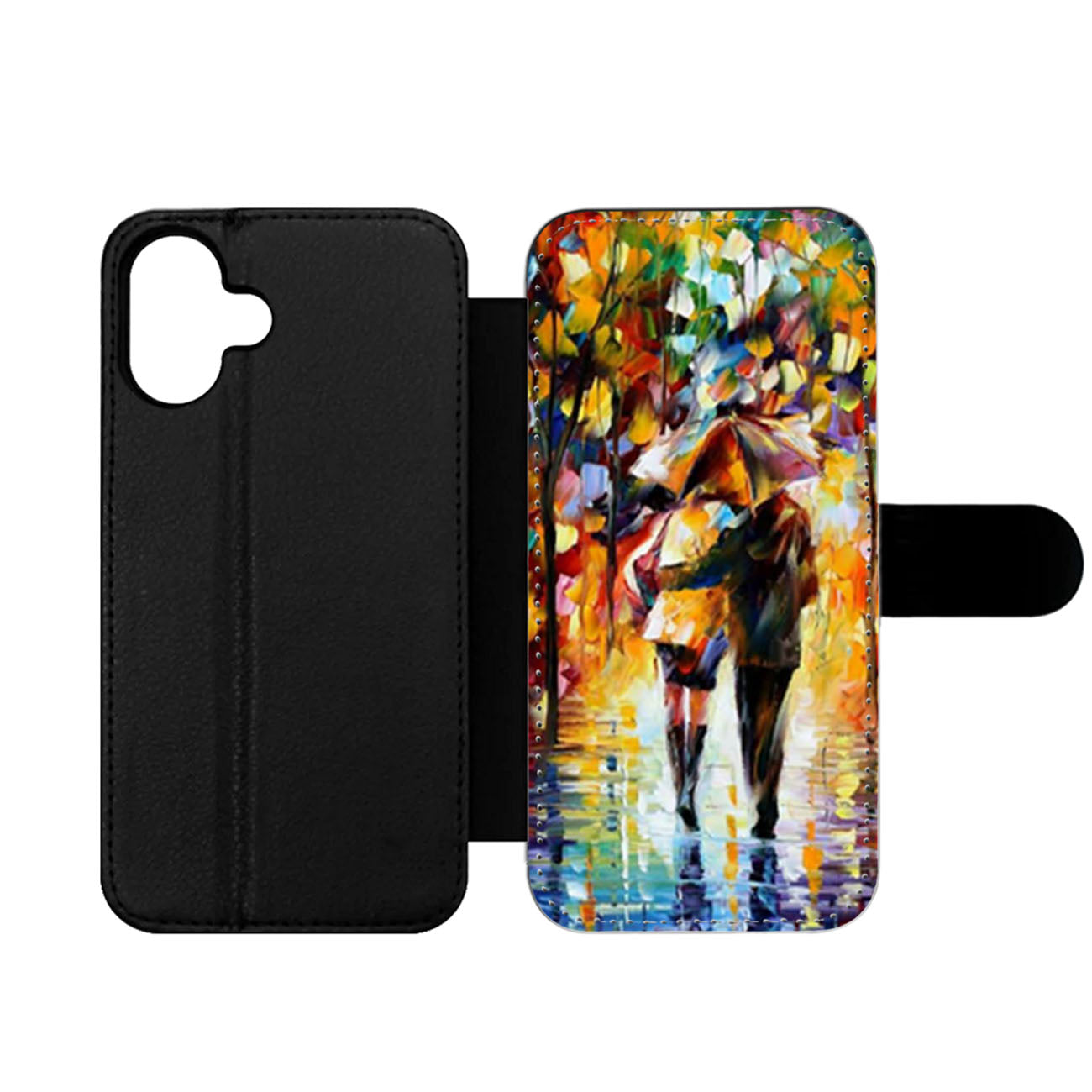Couple Love Rain Road Art Wallet iPhone Case