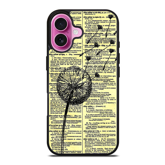 Dandelion On Vintage Dictionary Page iPhone Case Cover