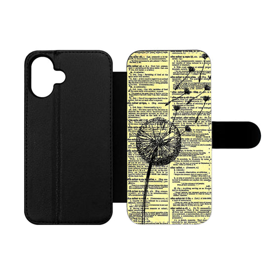 Dandelion On Vintage Dictionary Page Wallet iPhone Case