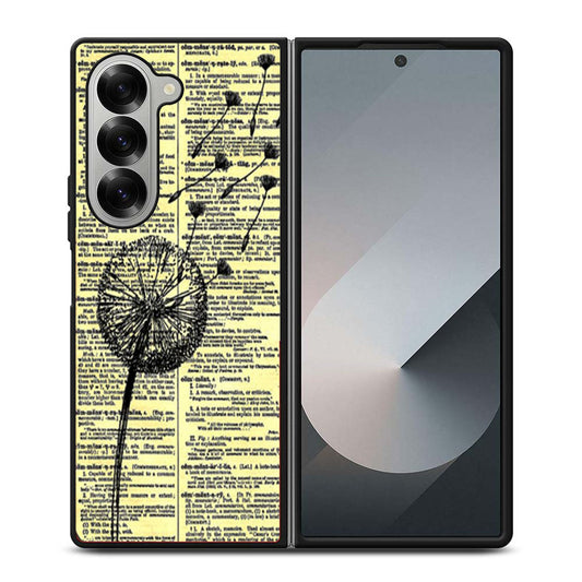 Dandelion On Vintage Dictionary Page Samsung Z Fold 6 Case
