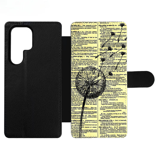 Dandelion On Vintage Dictionary Page Wallet Samsung Case