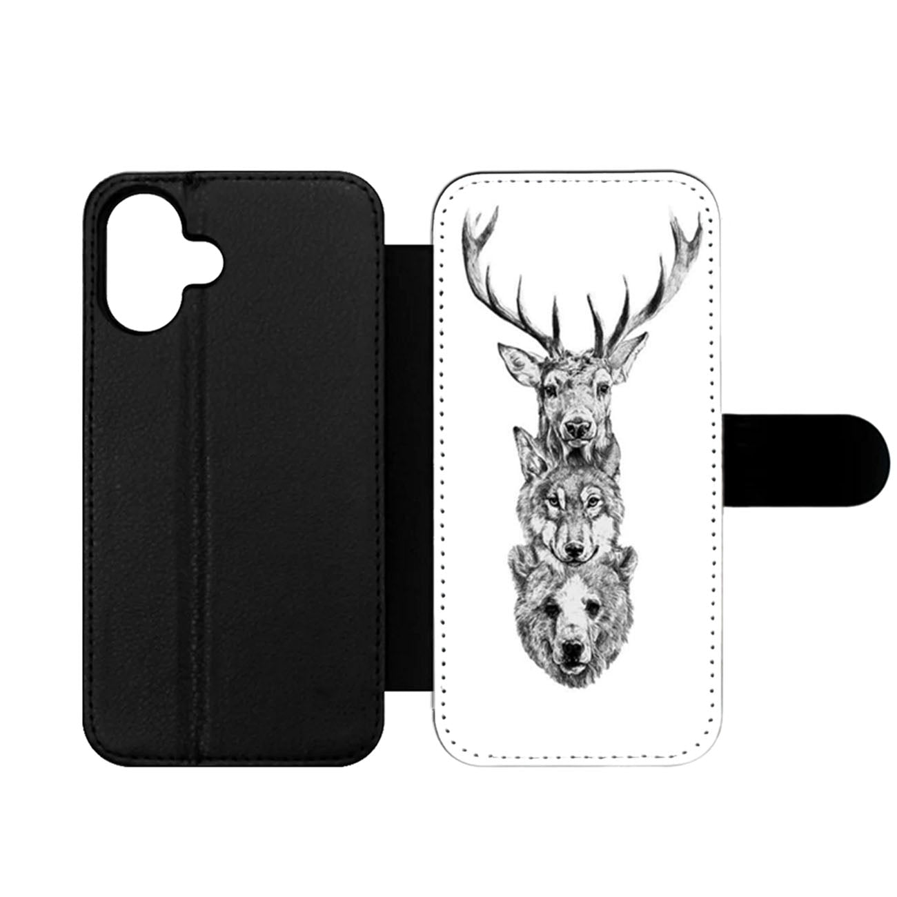 Deer Wolf Bear Wallet iPhone Case