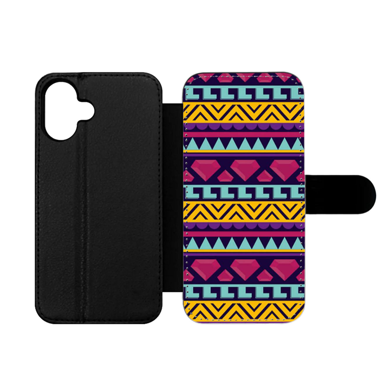 Diamond Aztec Tribal Pattern Wallet iPhone Case