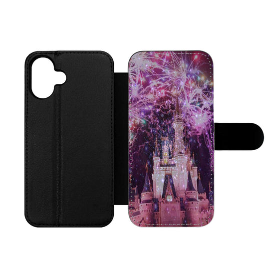 Disney Castle Fireworks Design On Nebula Wallet iPhone Case
