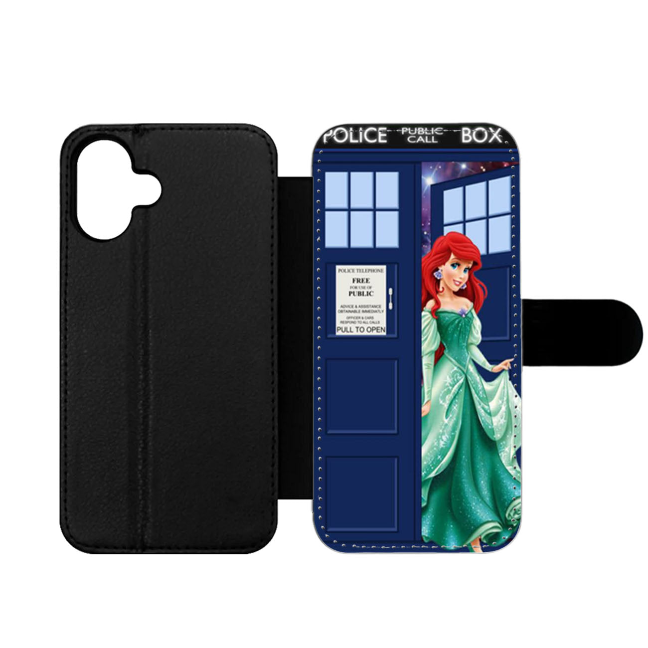Disney Princess Ariel Tardis Police Box Wallet iPhone Case