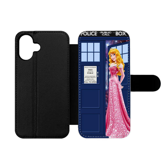 Disney Princess Aurora Tardis Police Box Two Wallet iPhone Case