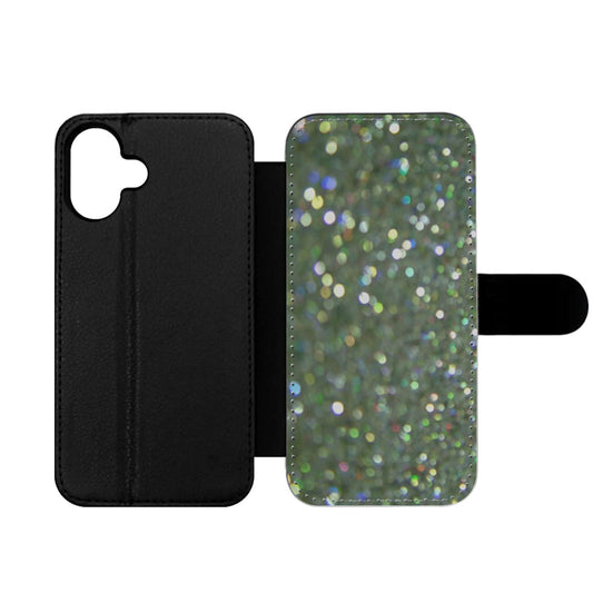 Down Faux Glitter silver Wallet iPhone Case