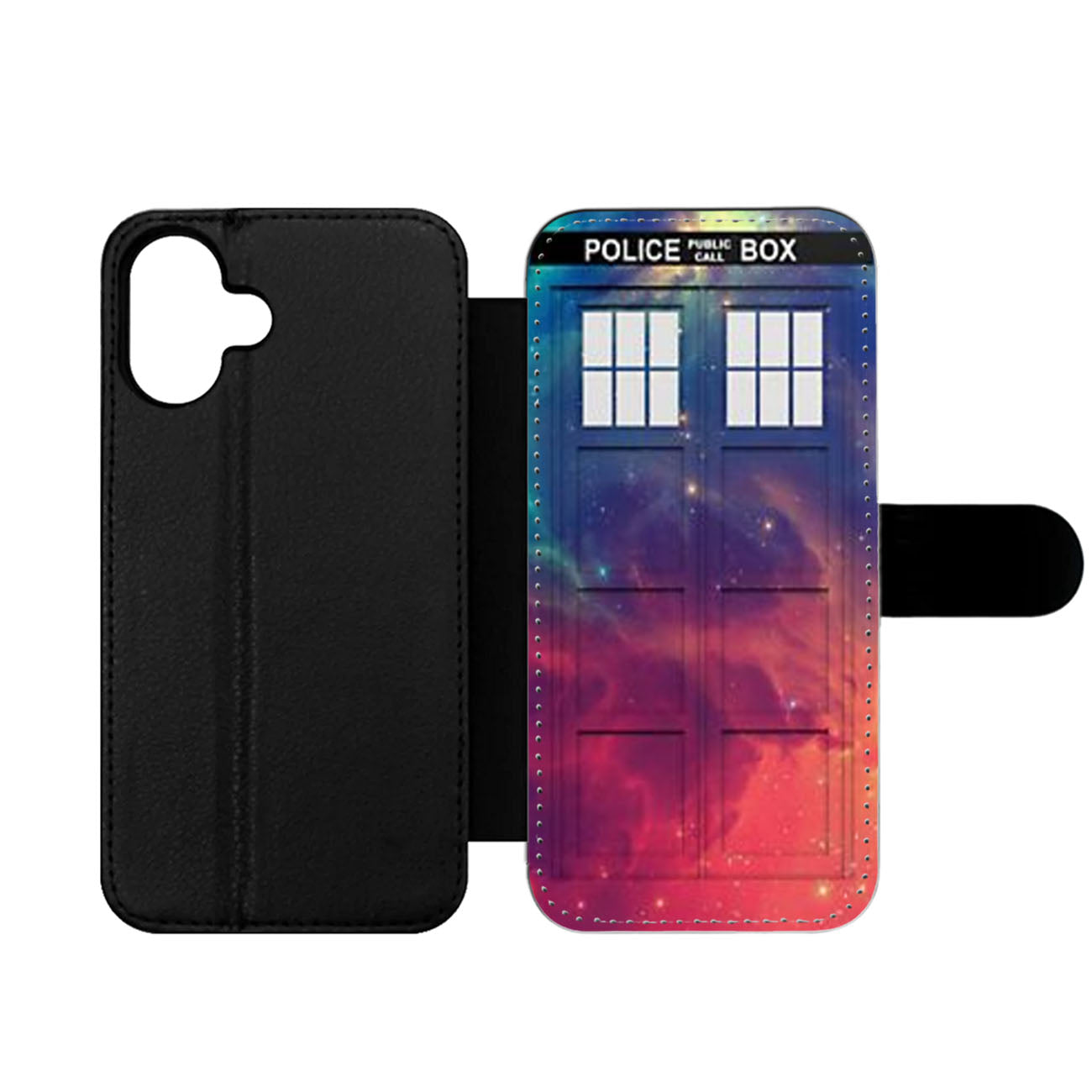 Dr Who Tardis Police Box Galaxy Nebula Wallet iPhone Case
