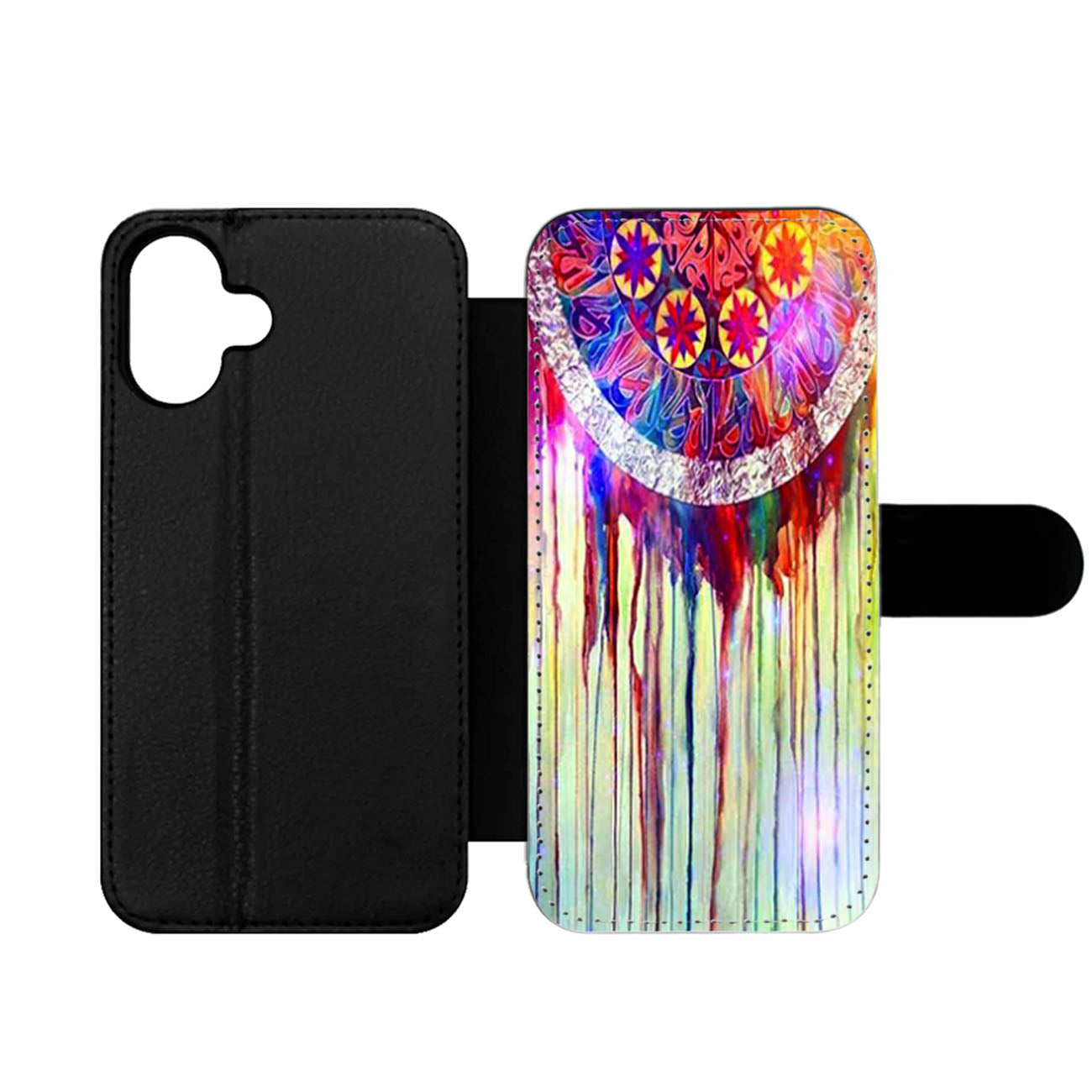 Dream Catcher Watercolor Dripping Art Wallet iPhone Case
