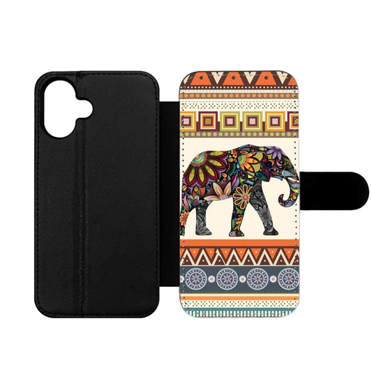 Elephant Aztec Design Wallet iPhone Case