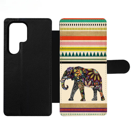Elephant Aztec pattern Wallet Samsung Case