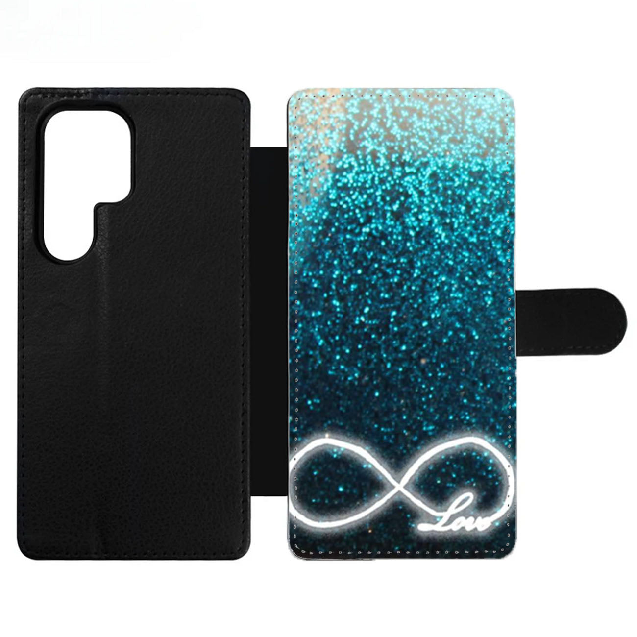 Faux Glitter Love Infinity Wallet Samsung Case