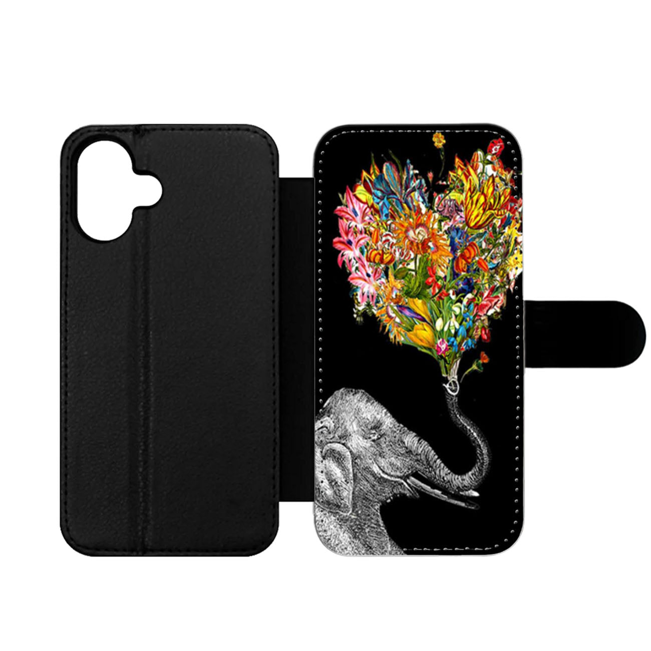 Floral Elephant art Wallet iPhone Case