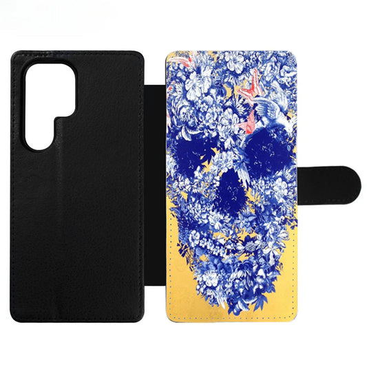Floral Skull Wallet Samsung Case