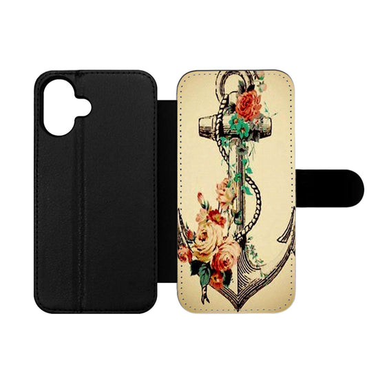 Flower Anchor Tattoo Wallet iPhone Case