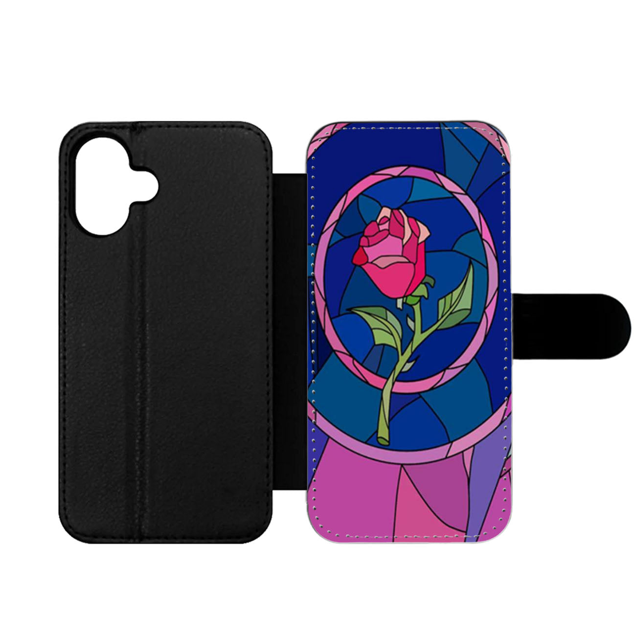 Flower Beauty and the Beast Stained Wallet iPhone Case