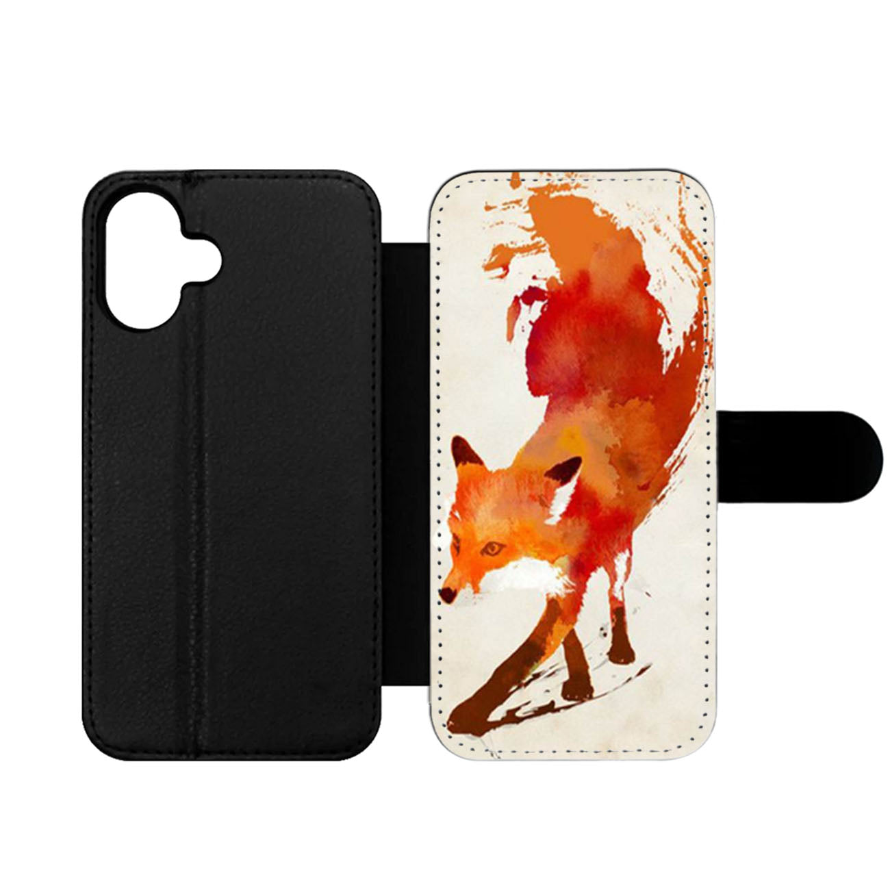 Fox Watercolor Painting Wallet iPhone Case