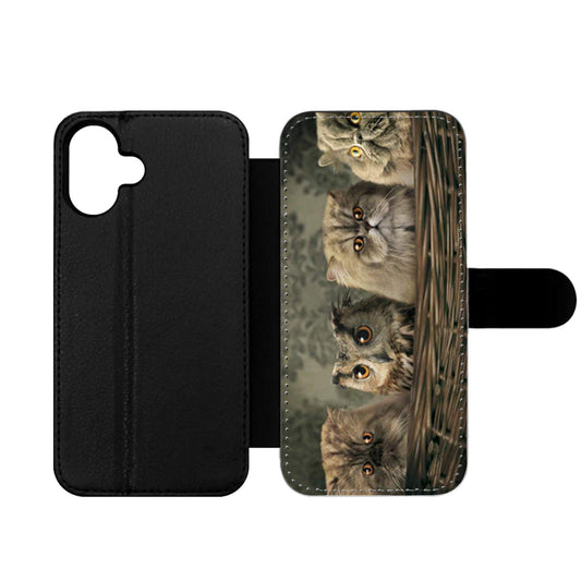 Funny Animal Cat or Owl Wallet iPhone Case