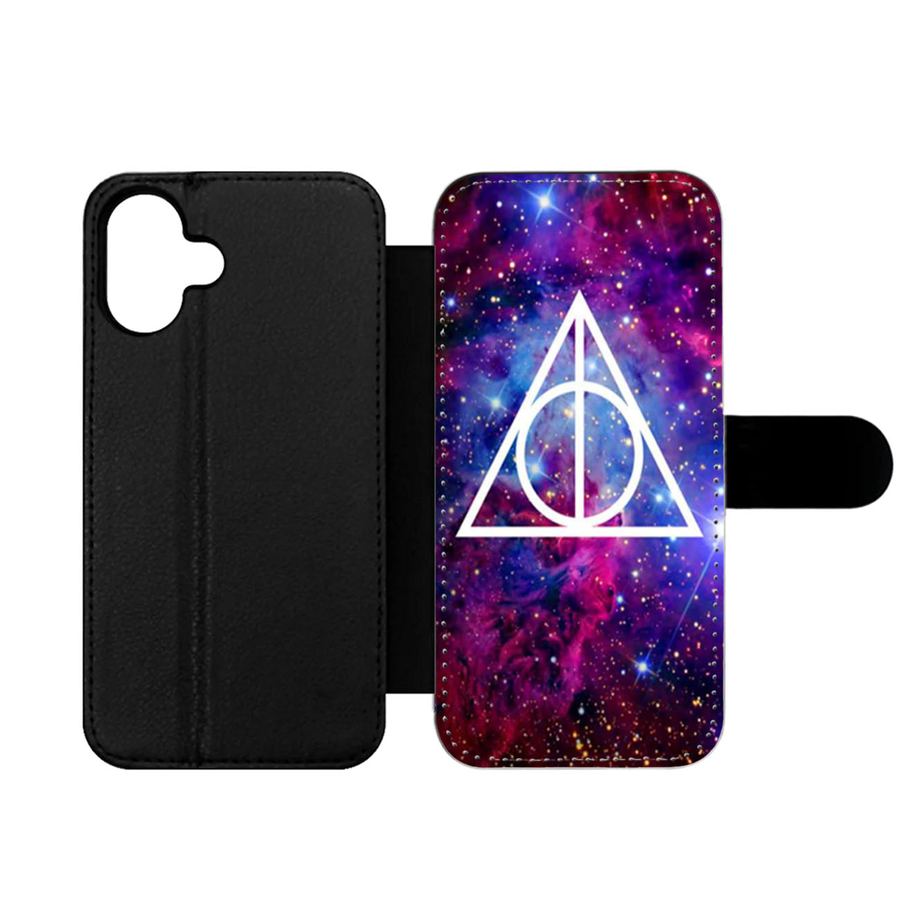 Galaxy Nebula Deathly Hallows Wallet iPhone Case