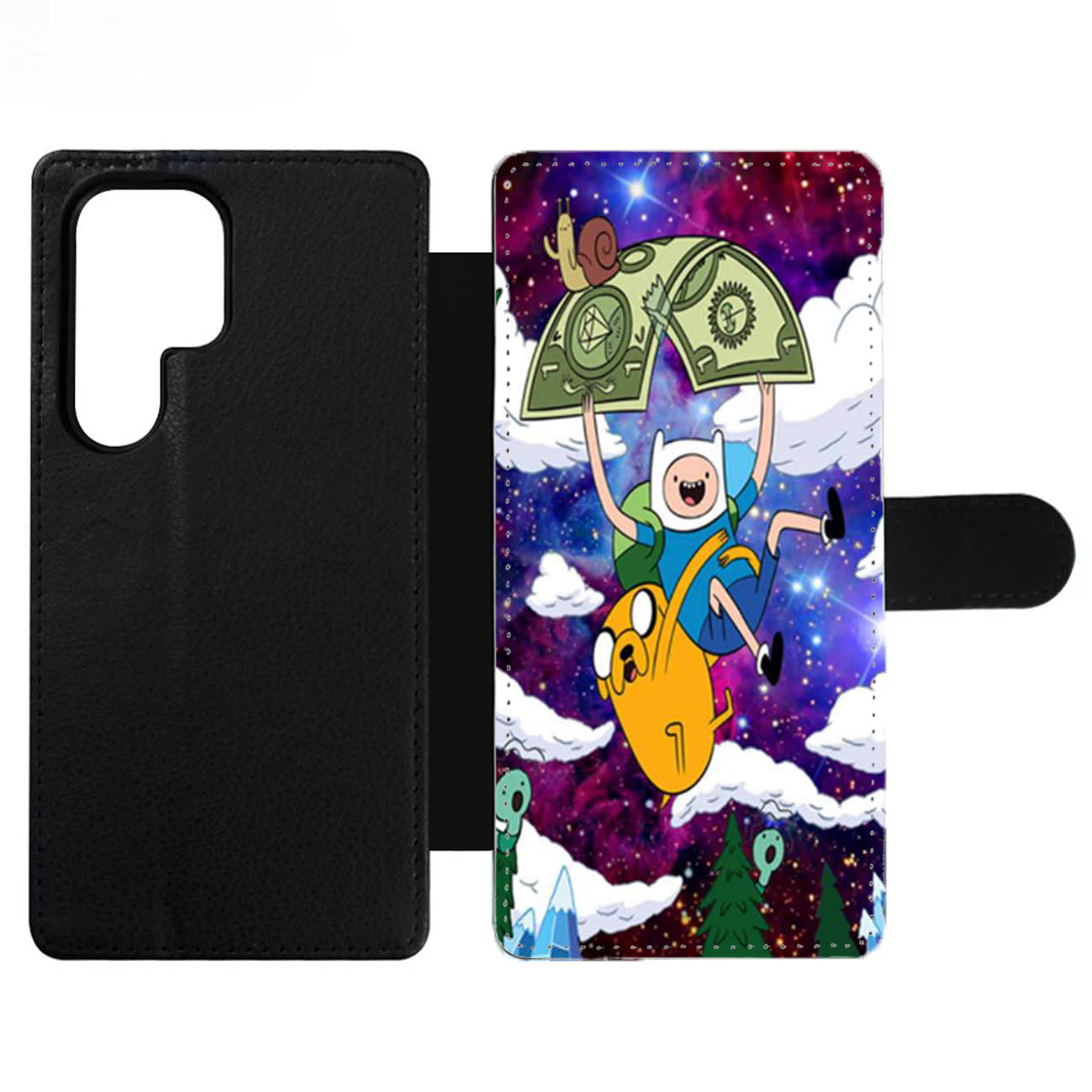 Galaxy Nebula Finn and Jake Five Wallet Samsung Case
