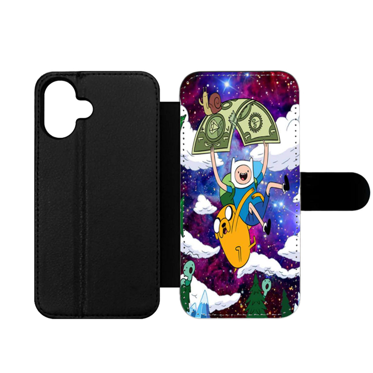 Galaxy Nebula Finn and Jake Five Wallet iPhone Case