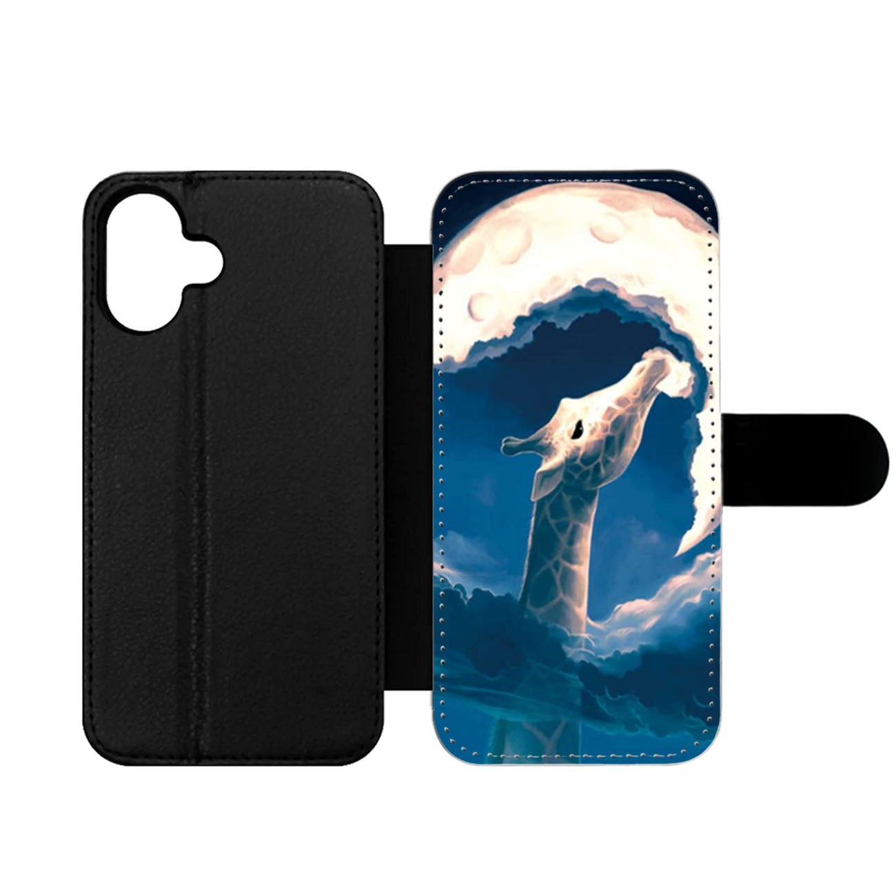Giraffe Eat the Moon Wallet iPhone Case
