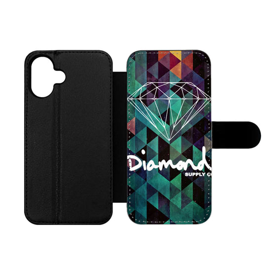 Green Diamond Geometric Wallet iPhone Case