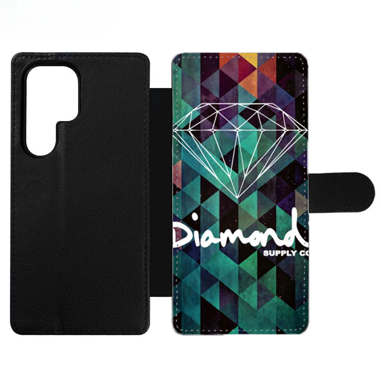 Green Diamond Geometric Wallet Samsung Case