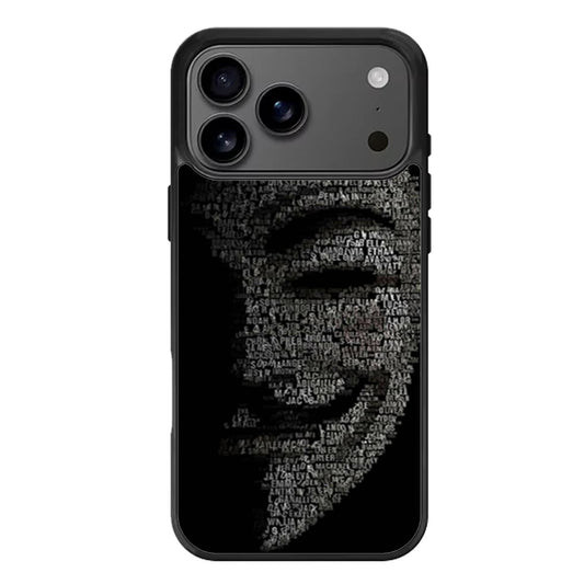 Guy Fawkes Mask Wording Art iPhone 17 Pro Max Case