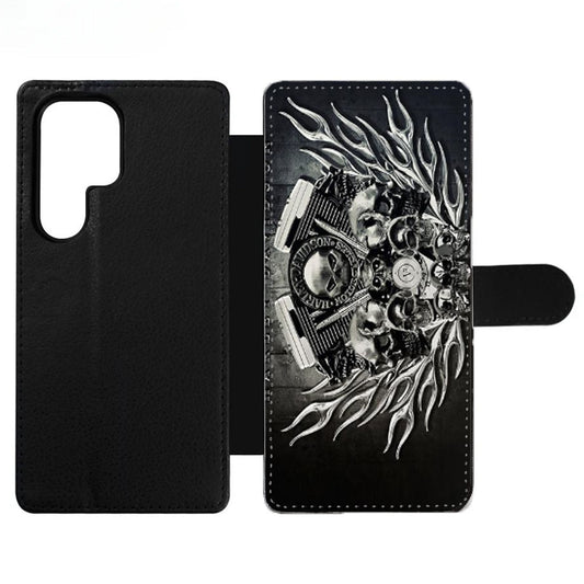 HARLEY DAVIDSON SKULL ENGINE Wallet Samsung Case