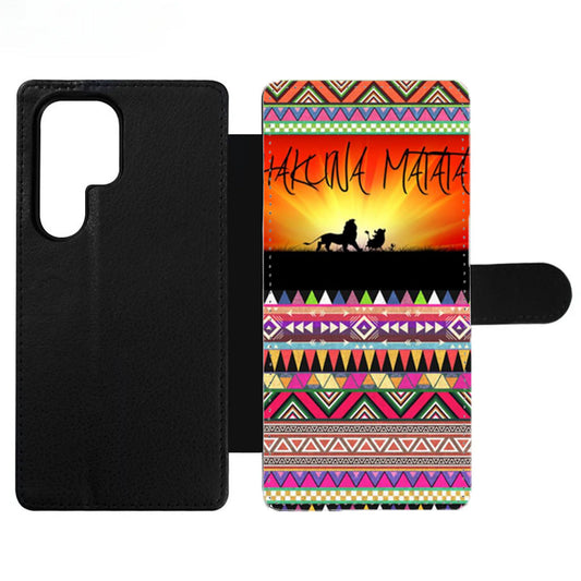 Hakuna Matata Aztec Pattern Two Wallet Samsung Case