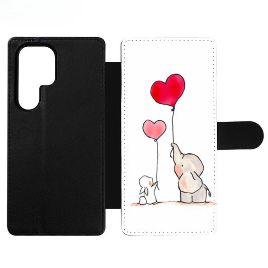 Happy Elephant and Rabbit Wallet Samsung Case