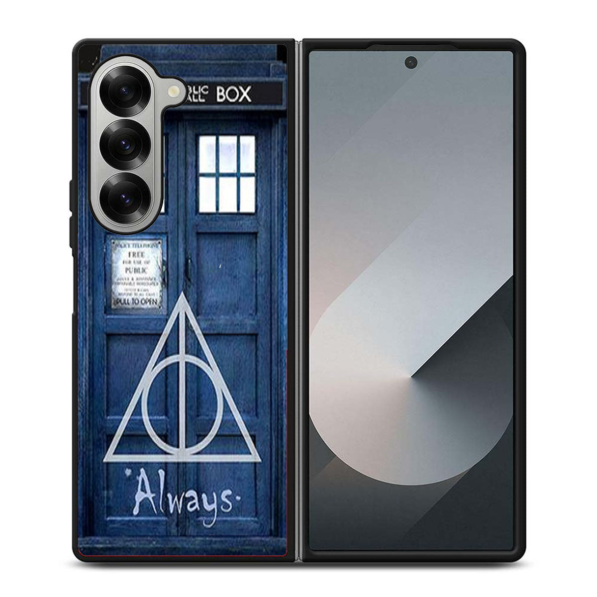 Harry Potter Deathly Hallows Tardis Police Box Two Samsung Z Fold 6 Case