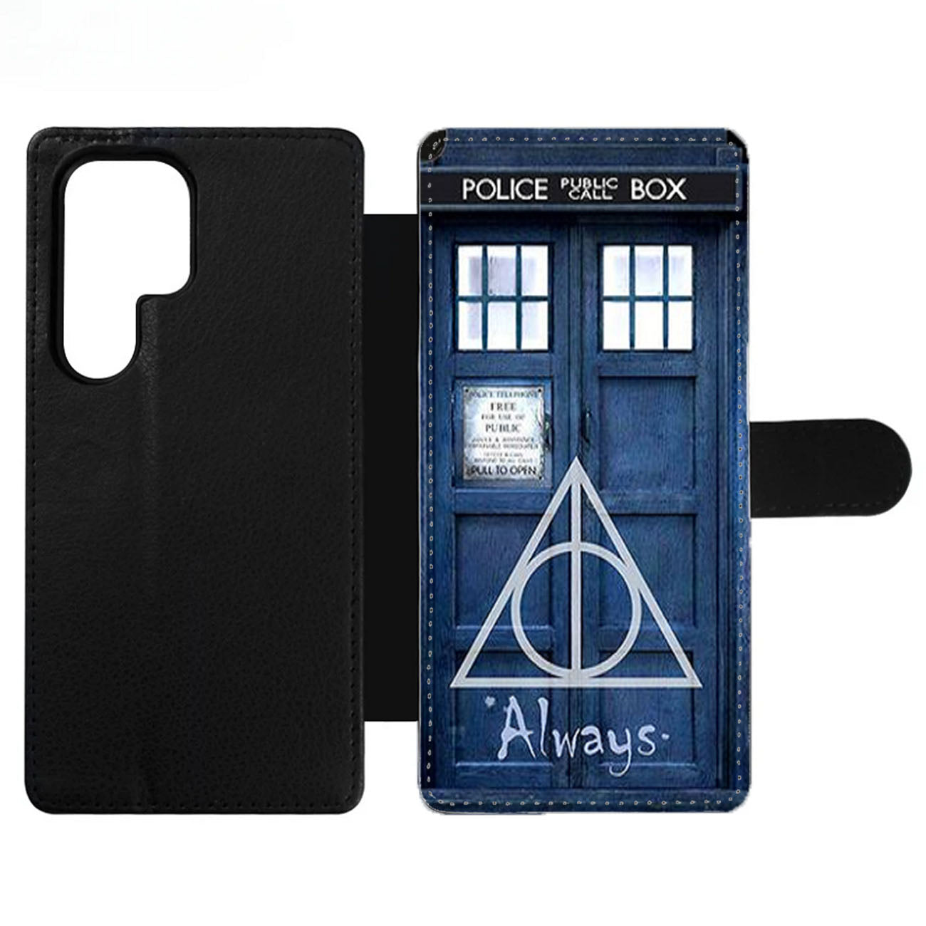 Harry Potter Deathly Hallows Tardis Police Box Two Wallet Samsung Case