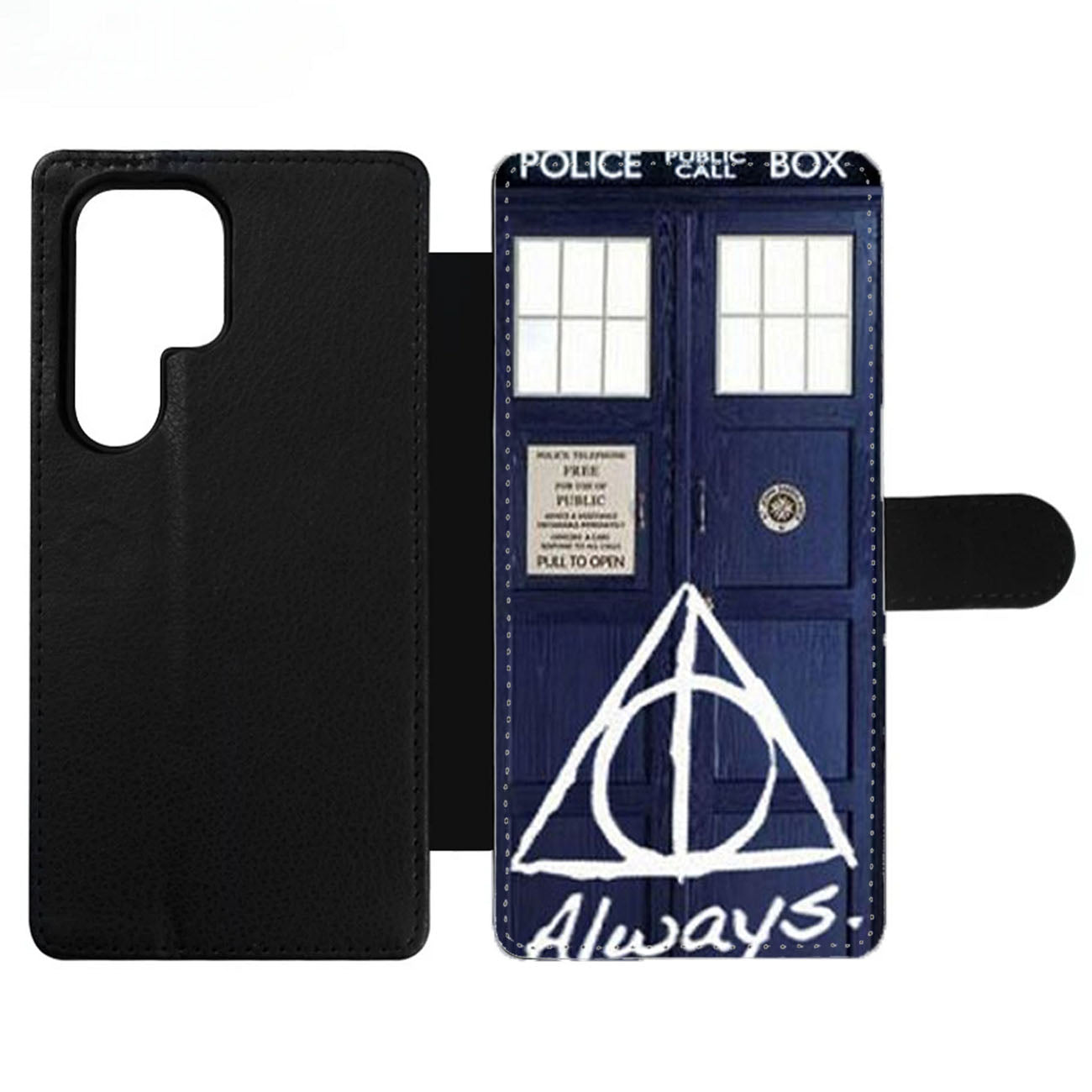 Harry Potter Deathly Hallows Tardis Police Box Wallet Samsung Case