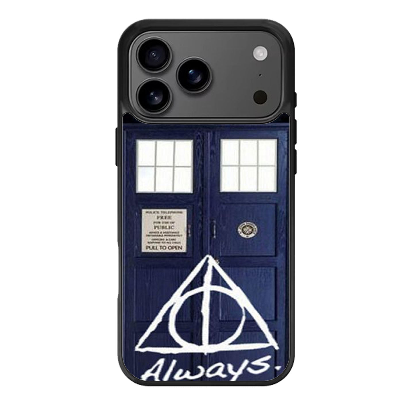 Harry Potter Deathly Hallows Tardis Police Box iPhone 17 Pro Max Case