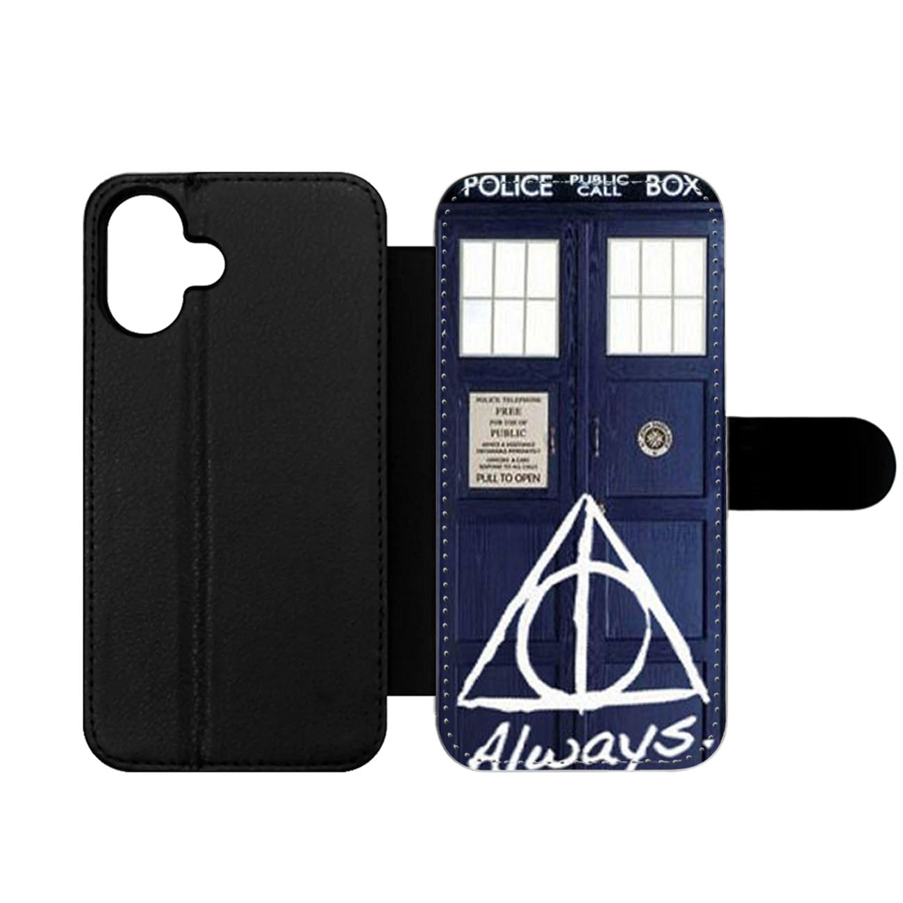 Harry Potter Deathly Hallows Tardis Police Box Wallet iPhone Case