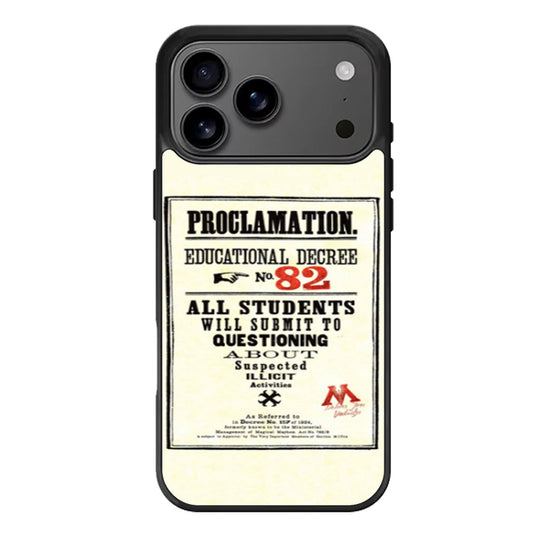 Harry Potter Proclamation Educational Decree No 82 iPhone 17 Pro Max Case