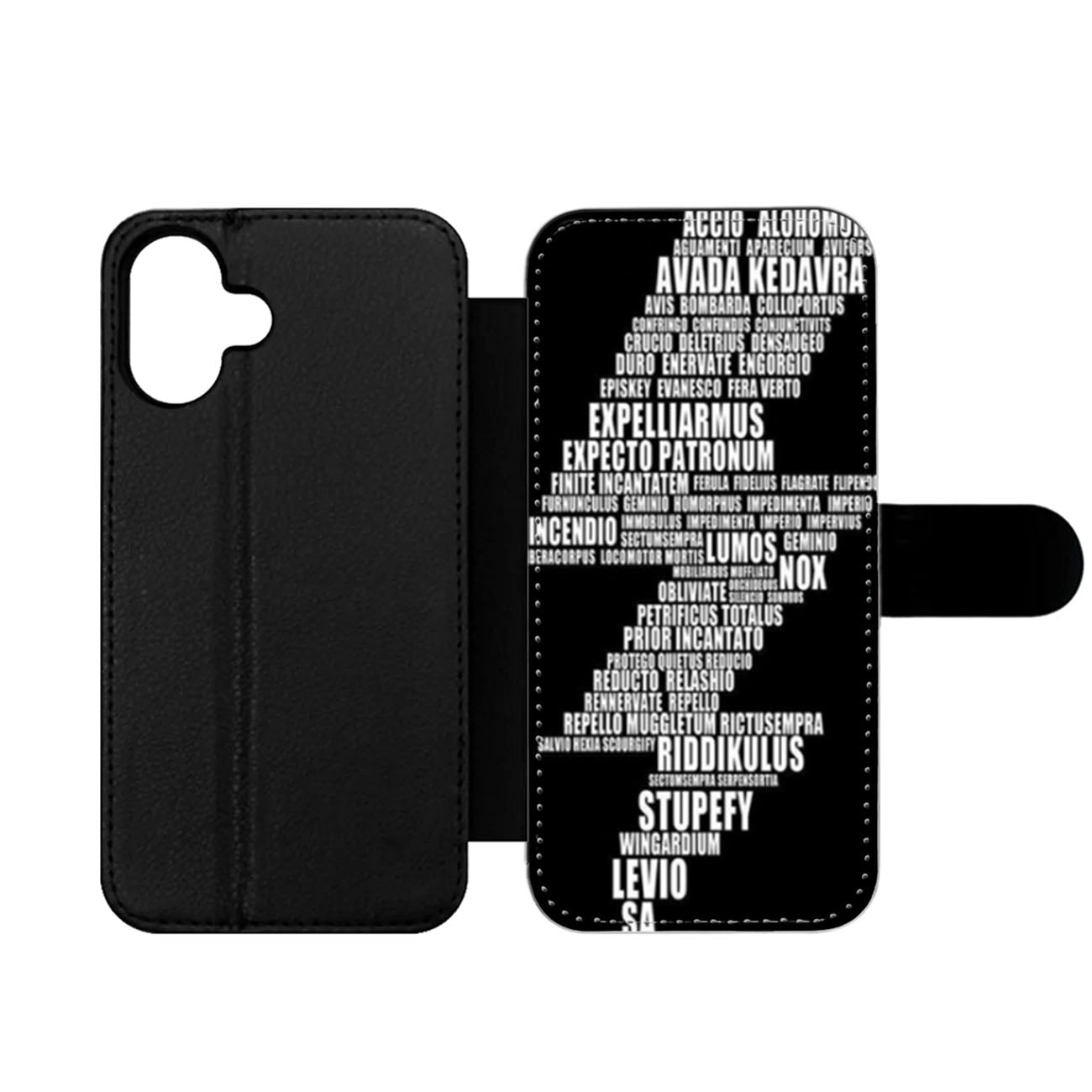 Harry Potter Spell Black Cover Wallet iPhone Case