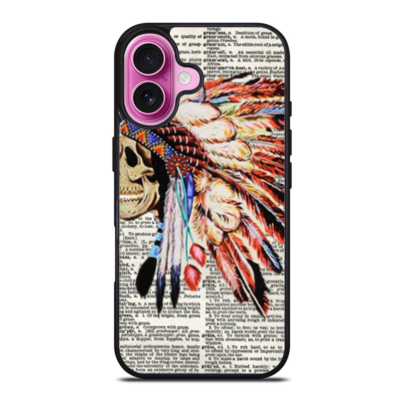 Hipster Indian Skull newspaper and dictionary art iPhone Case Cover