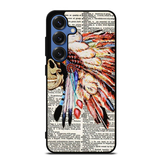 Hipster Indian Skull newspaper and dictionary art Samsung S25 Ultra Case
