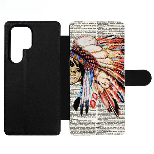 Hipster Indian Skull newspaper and dictionary art Wallet Samsung Case