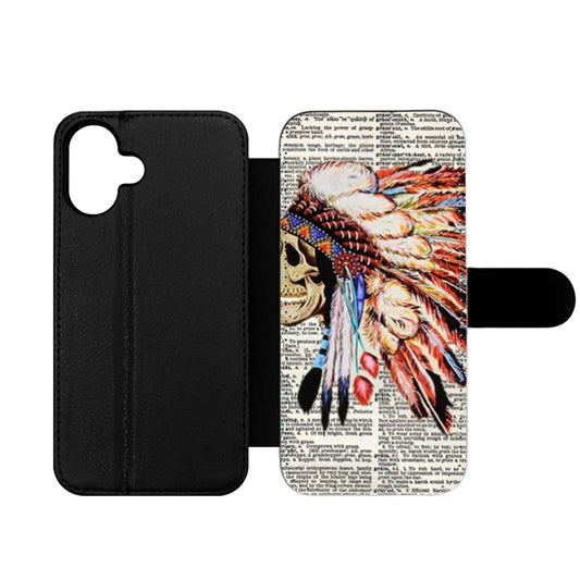 Hipster Indian Skull newspaper and dictionary art Wallet iPhone Case