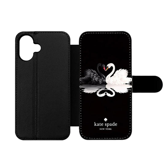 KATE SPADE BLACK WHITE SWAN Wallet iPhone Case