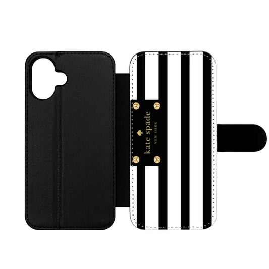 Kate Spade Stripes Black White Wallet iPhone Case