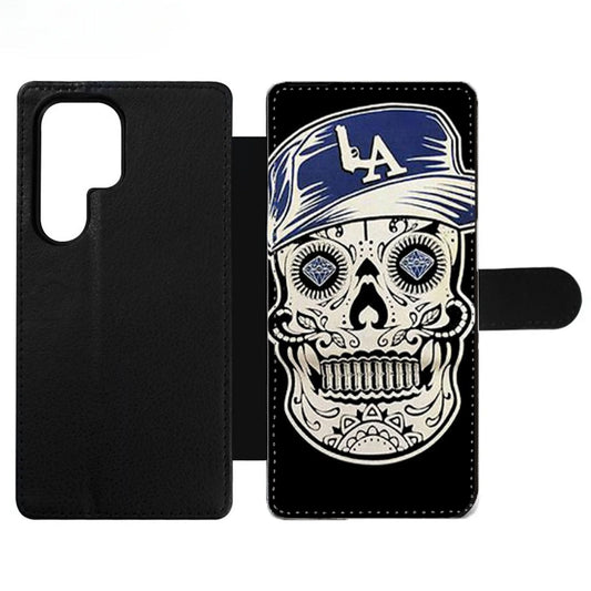 LA LOS ANGELES DODGERS SKULL Wallet Samsung Case