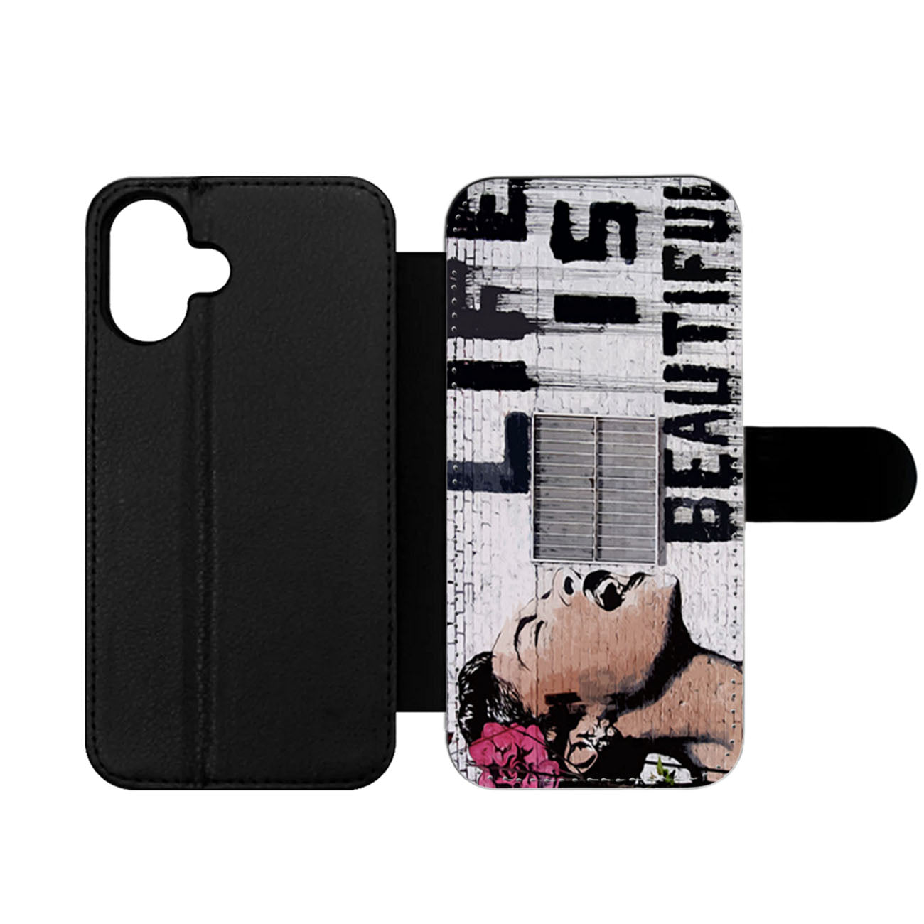 Life is Beautiful Graffiti Wallet iPhone Case
