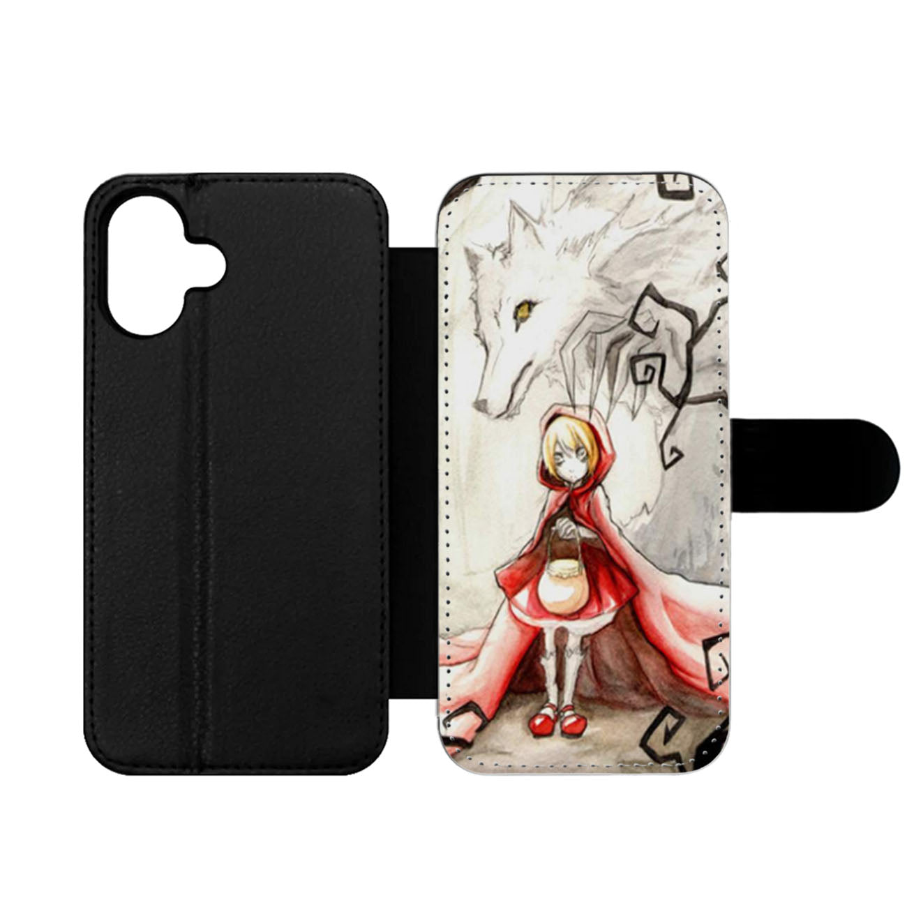 Little Red Riding Hood Design Wallet iPhone Case