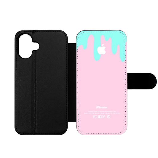 Logo Pink Aqua Teal Pastel Ice Cream Drip Spring Wallet iPhone Case